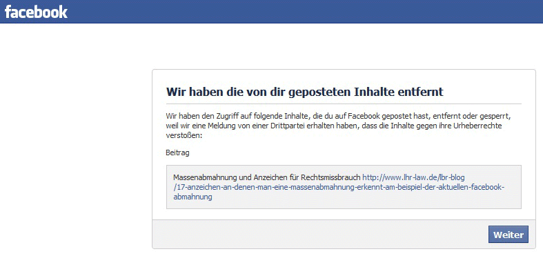 Facebook Beschwerde Löschung