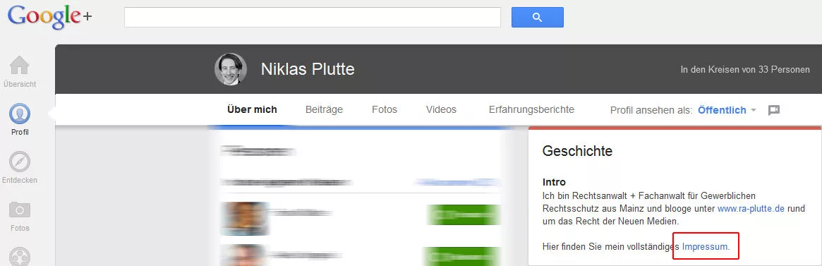 Google Plus Impressum