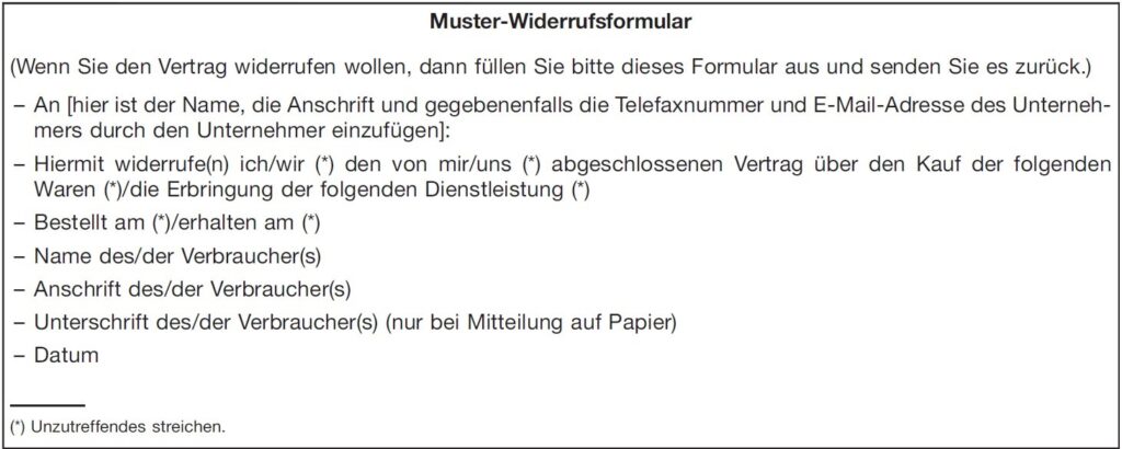 Muster-Widerrufsformular