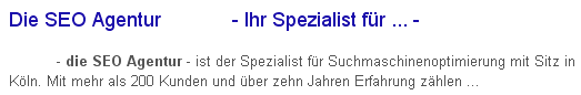 SEO Spitzenstellungswerbung