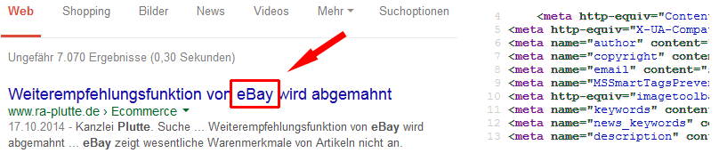 Markenrecht Meta Tag