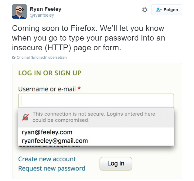 Mozilla kündigt Hinweise auf nicht verschlüsselte Onlineformulare an