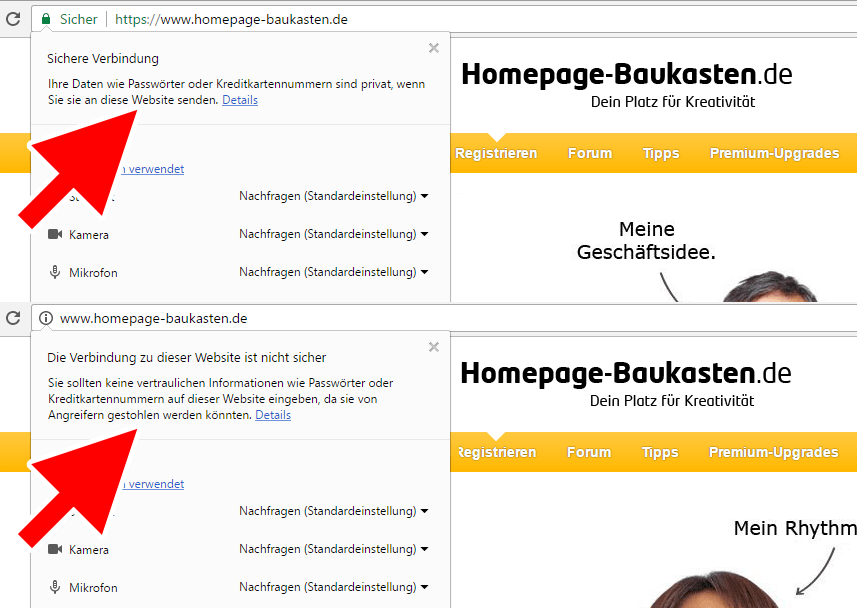 Homepage-Baukasten.de - Verschlüsselte Übertragung via https