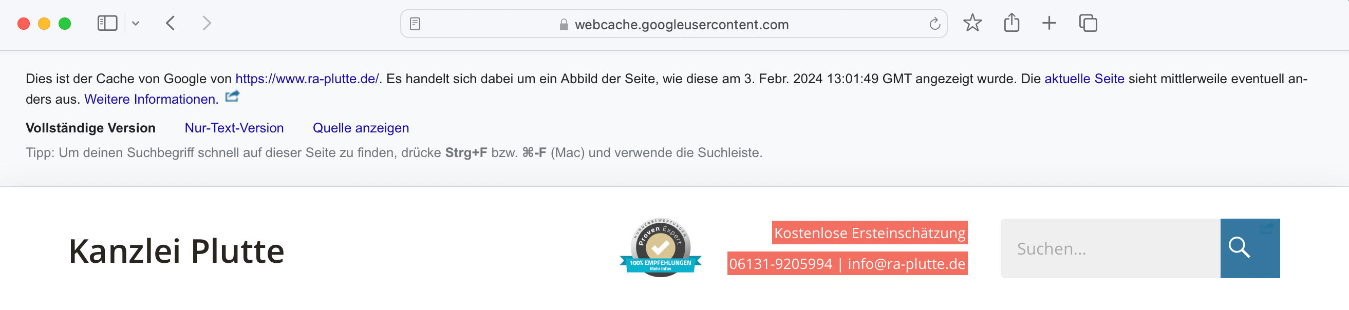 google cache ende