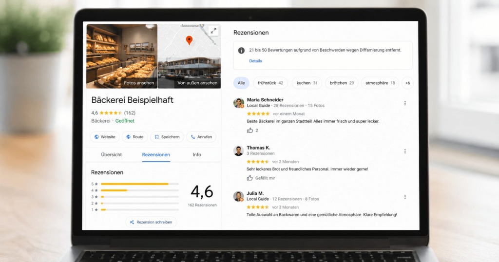 google gelöschte bewertungen hinweis